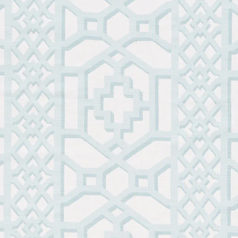 ZANZIBAR TRELLIS MATTE fabric WINTER MINT color by Schumacher
