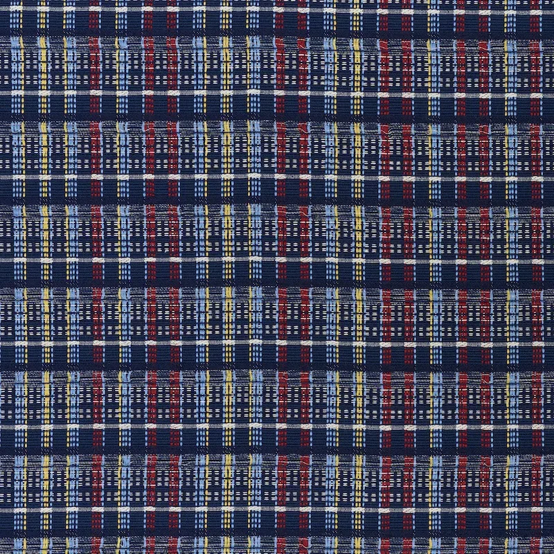 ZEALAND CHECK fabric NAVY MULTI color by Schumacher