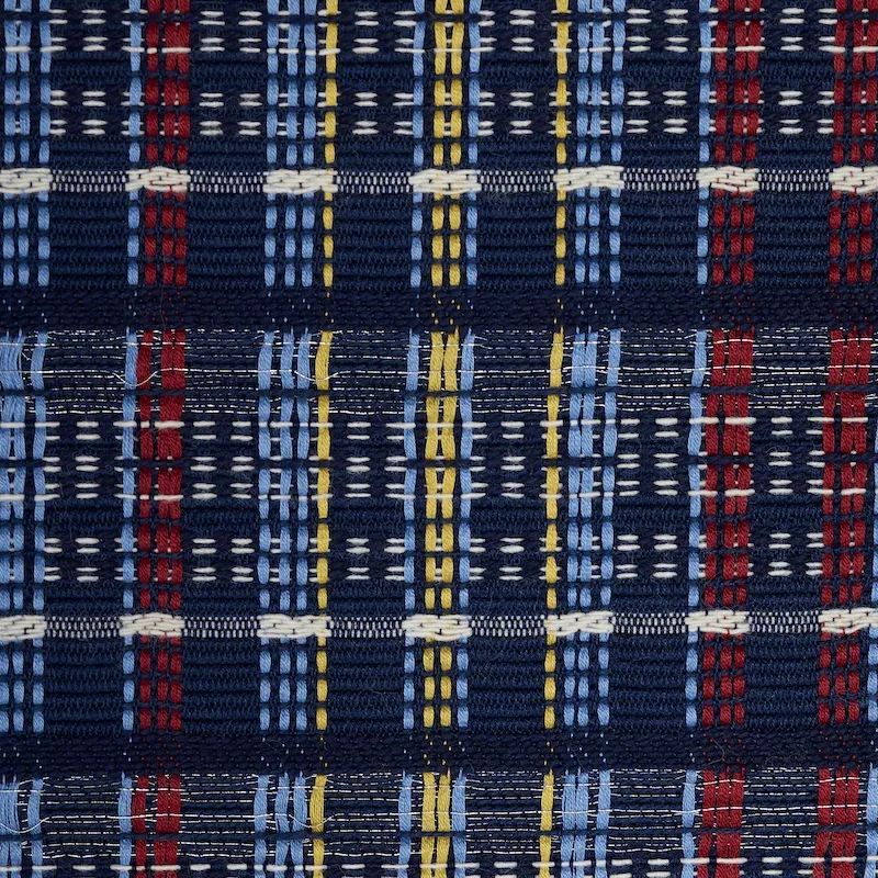 ZEALAND CHECK fabric NAVY MULTI color by Schumacher