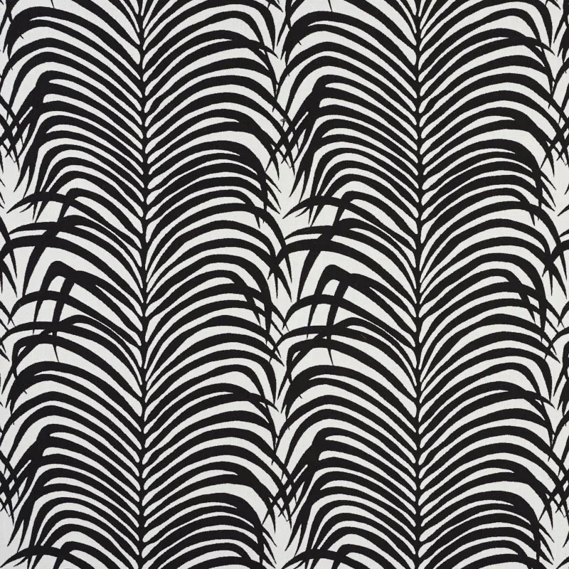 ZEBRA PALM INDOOR/OUTDOOR fabric BLACK color by Schumacher