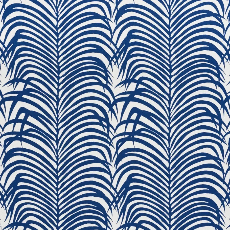 ZEBRA PALM INDOOR/OUTDOOR fabric NAVY color by Schumacher