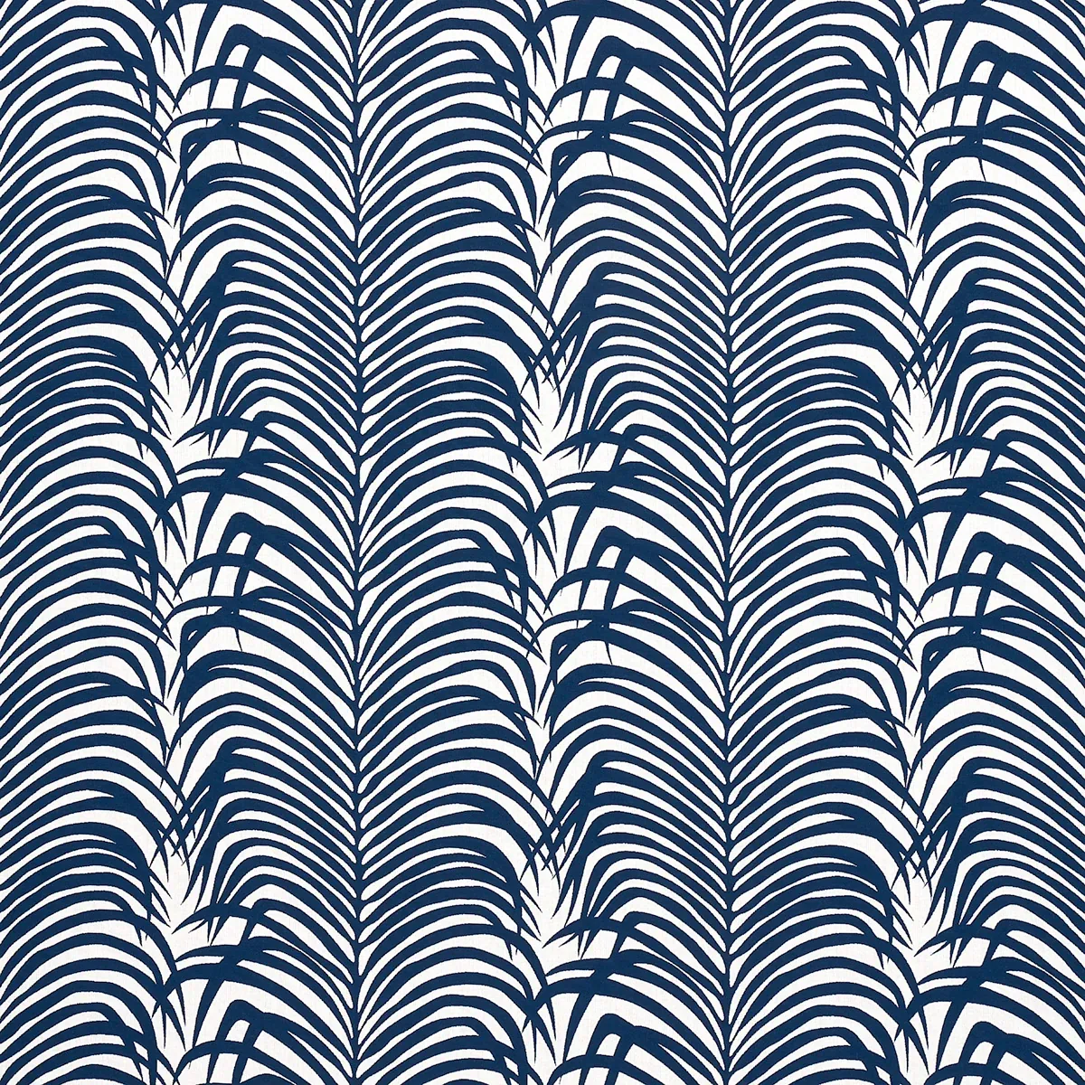 ZEBRA PALM INDOOR/OUTDOOR fabric NAVY color by Schumacher