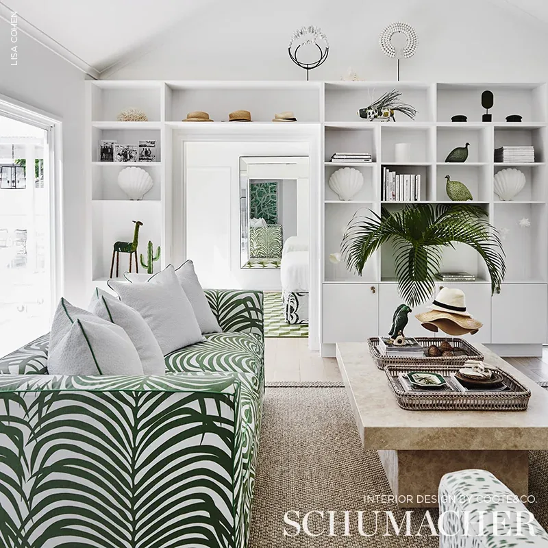 ZEBRA PALM Fabric – JUNGLE | Schumacher | Wallpaper Twins ZEBRA PALM fabric JUNGLE color by Schumacher