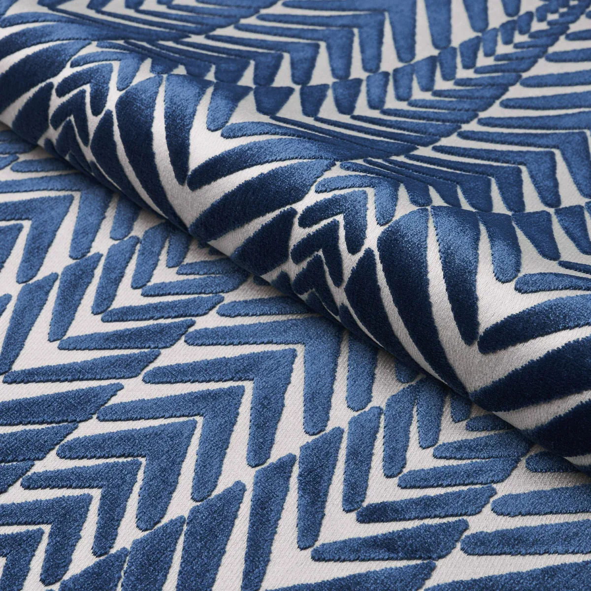 ZEBRA VELVET fabric SILVER BLUE color by Schumacher