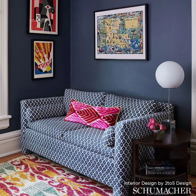 ZIGGURAT fabric CHARCOAL color by Schumacher