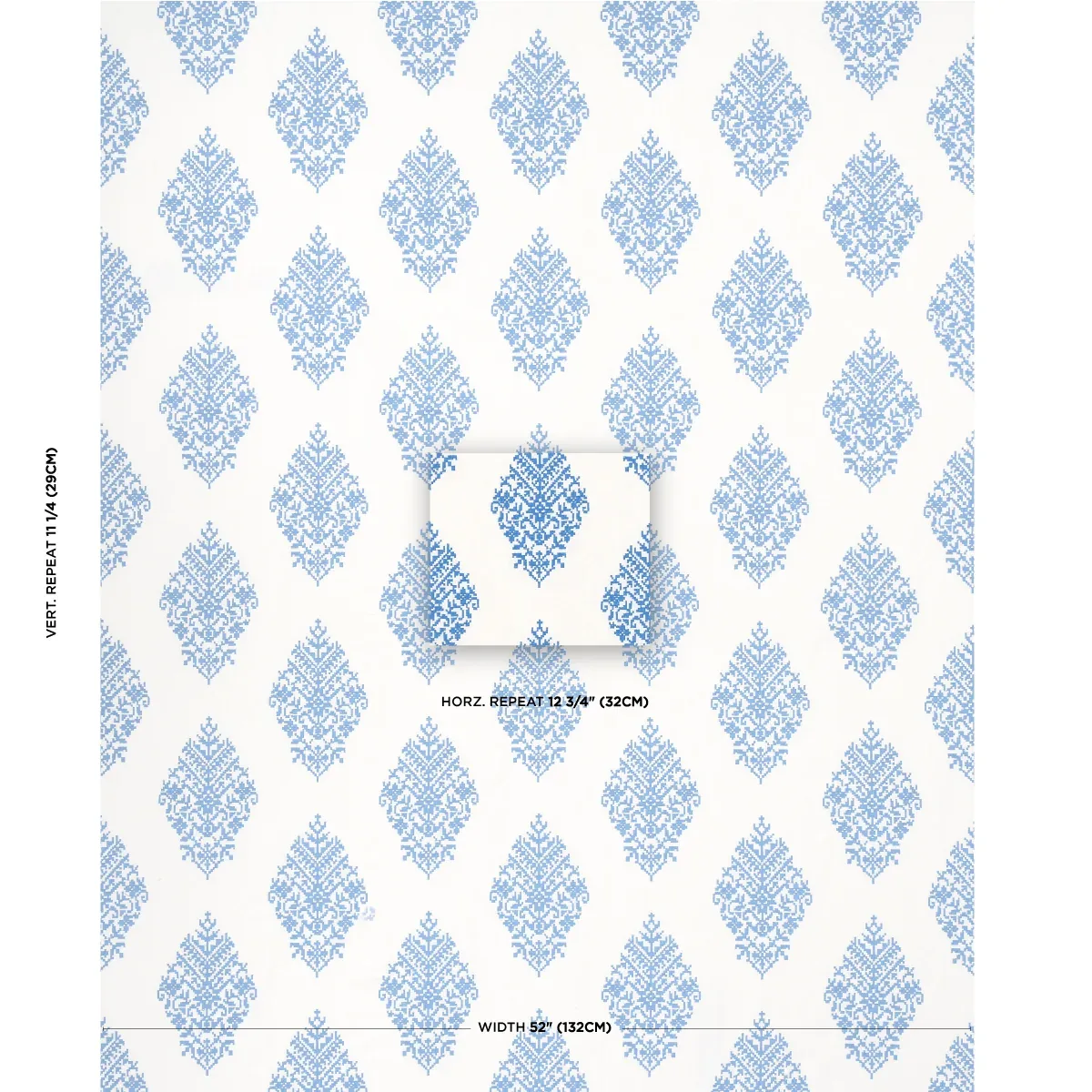 ZINDA EMBROIDERY Fabric – BLUE ON IVORY | Schumacher | Wallp ZINDA EMBROIDERY fabric BLUE ON IVORY color by Schumacher