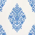 ZINDA EMBROIDERY Fabric – BLUE ON IVORY | Schumacher | Wallp ZINDA EMBROIDERY fabric BLUE ON IVORY color by Schumacher