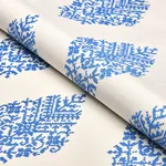 ZINDA EMBROIDERY Fabric – BLUE ON IVORY | Schumacher | Wallp ZINDA EMBROIDERY fabric BLUE ON IVORY color by Schumacher