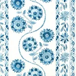 ZINNIA HANDMADE PRINT Fabric – BLUE | Schumacher | Wallpaper ZINNIA HANDMADE PRINT fabric BLUE color by Schumacher