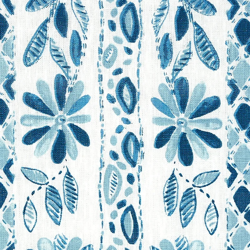 ZINNIA HANDMADE PRINT Fabric – BLUE | Schumacher | Wallpaper ZINNIA HANDMADE PRINT fabric BLUE color by Schumacher