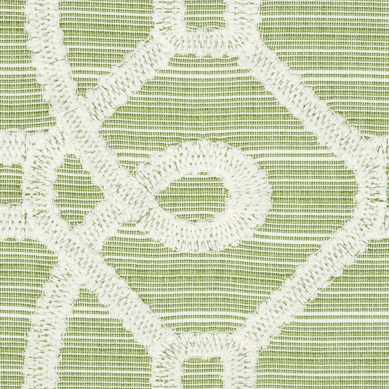 ZIZ EMBROIDERY Fabric – GREEN | Schumacher | Wallpaper Twins ZIZ EMBROIDERY fabric GREEN color by Schumacher