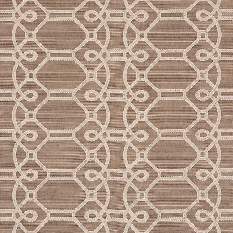 ZIZ EMBROIDERY fabric MOCHA color by Schumacher