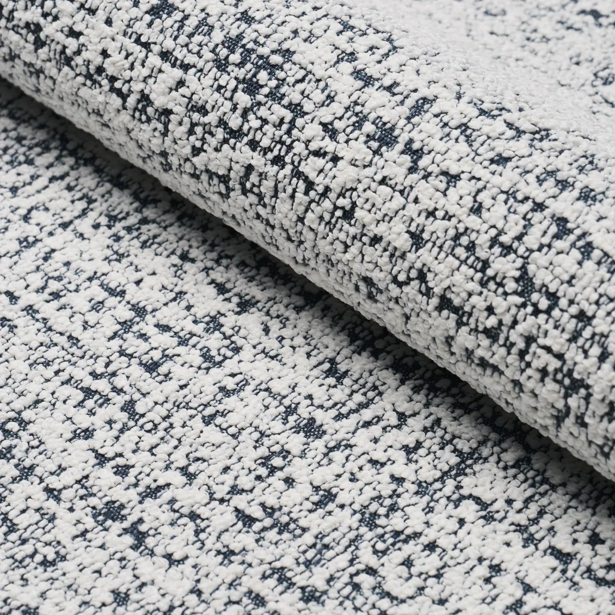 ZUZU INDOOR/OUTDOOR fabric WHITE ON NAVY color by Schumacher