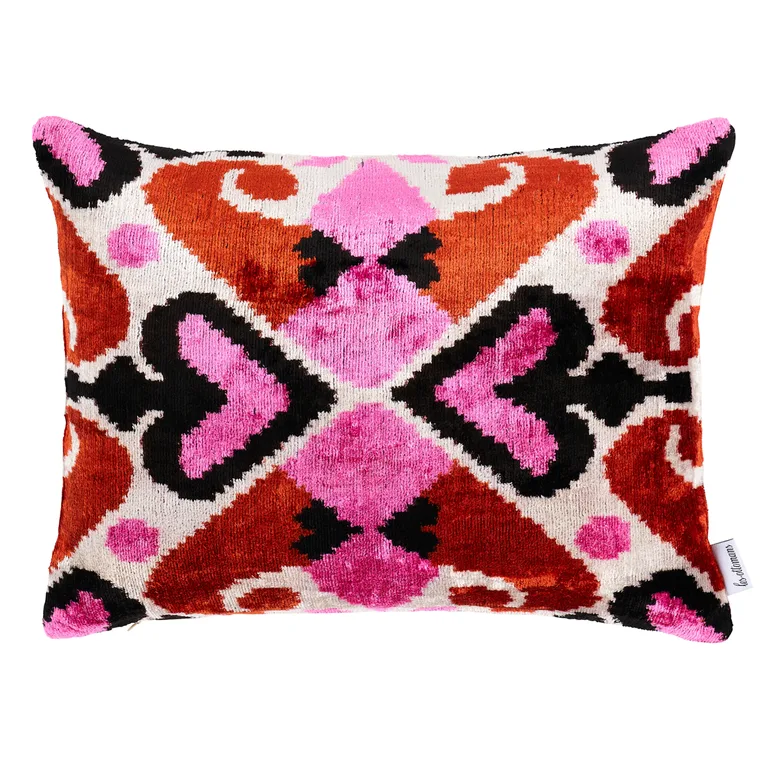 Schumacher Adana Silk Velvet Pillow in Pink & Orange (SOV30838)