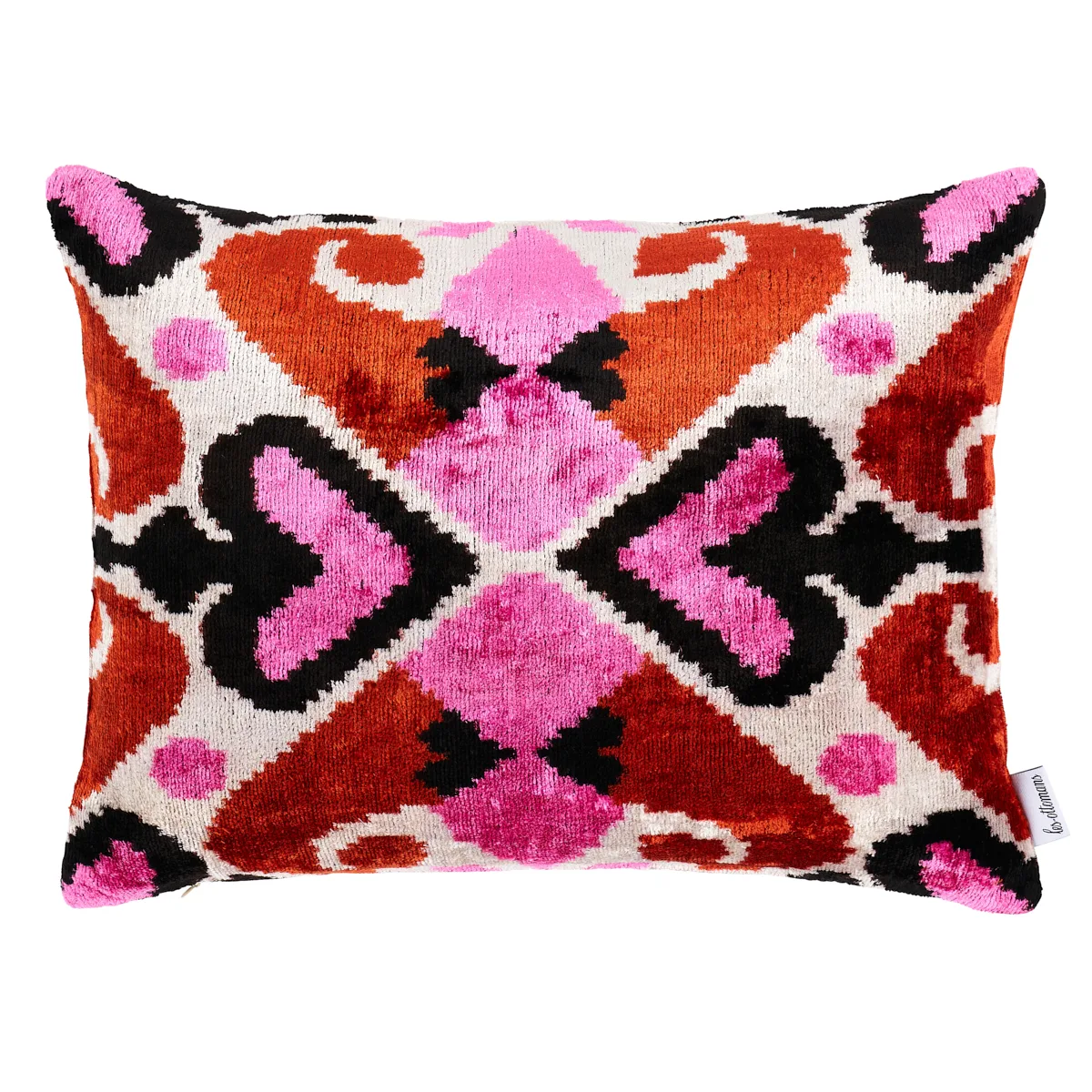 Schumacher Adana Silk Velvet Pillow in Pink & Orange (SOV30838)