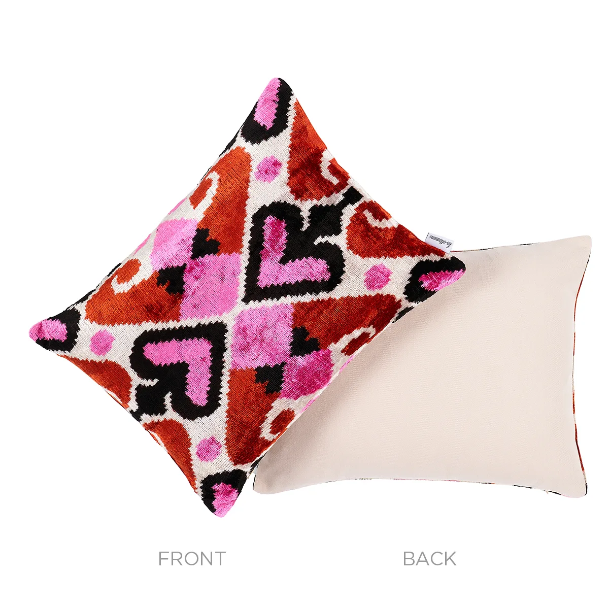 SOV30838 | Adana Silk Velvet Pillow - Pink & Orange Schumacher Adana Silk Velvet Pillow in Pink & Orange (SOV30838)
