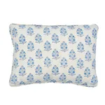 Schumacher Aditi Hand Blocked Print Pillow in Blue & White (SO17936012)