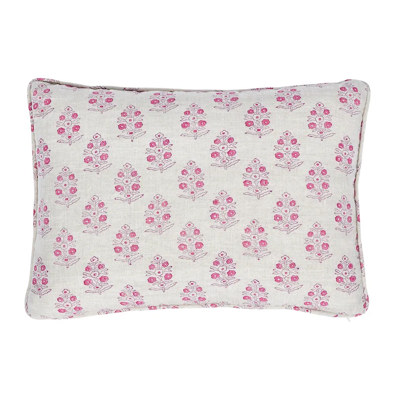 Schumacher Aditi Hand Blocked Print Pillow in Pink (SO17936212)