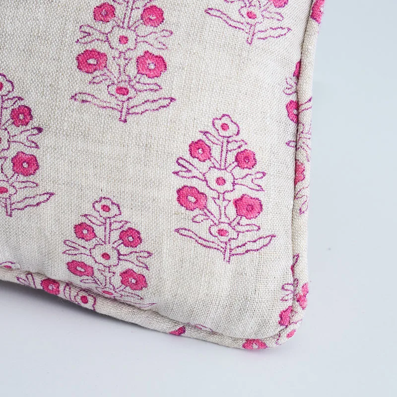 Schumacher Aditi Hand Blocked Print Pillow in Pink (SO17936212)