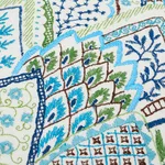 Albizia Embroidery Pillow - Blue & Green Schumacher Albizia Embroidery Pillow in Blue & Green