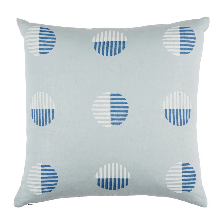 Schumacher Ando Block Print Pillow in Chambray (SO18000005)