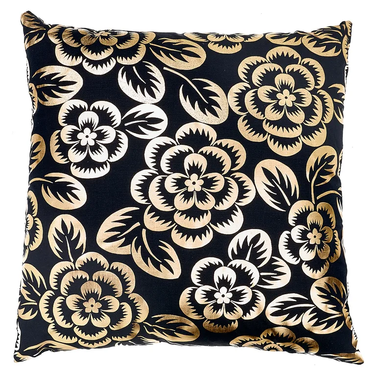 Schumacher Angelica Floral Pillow in Gold & Noir (SO18087106)
