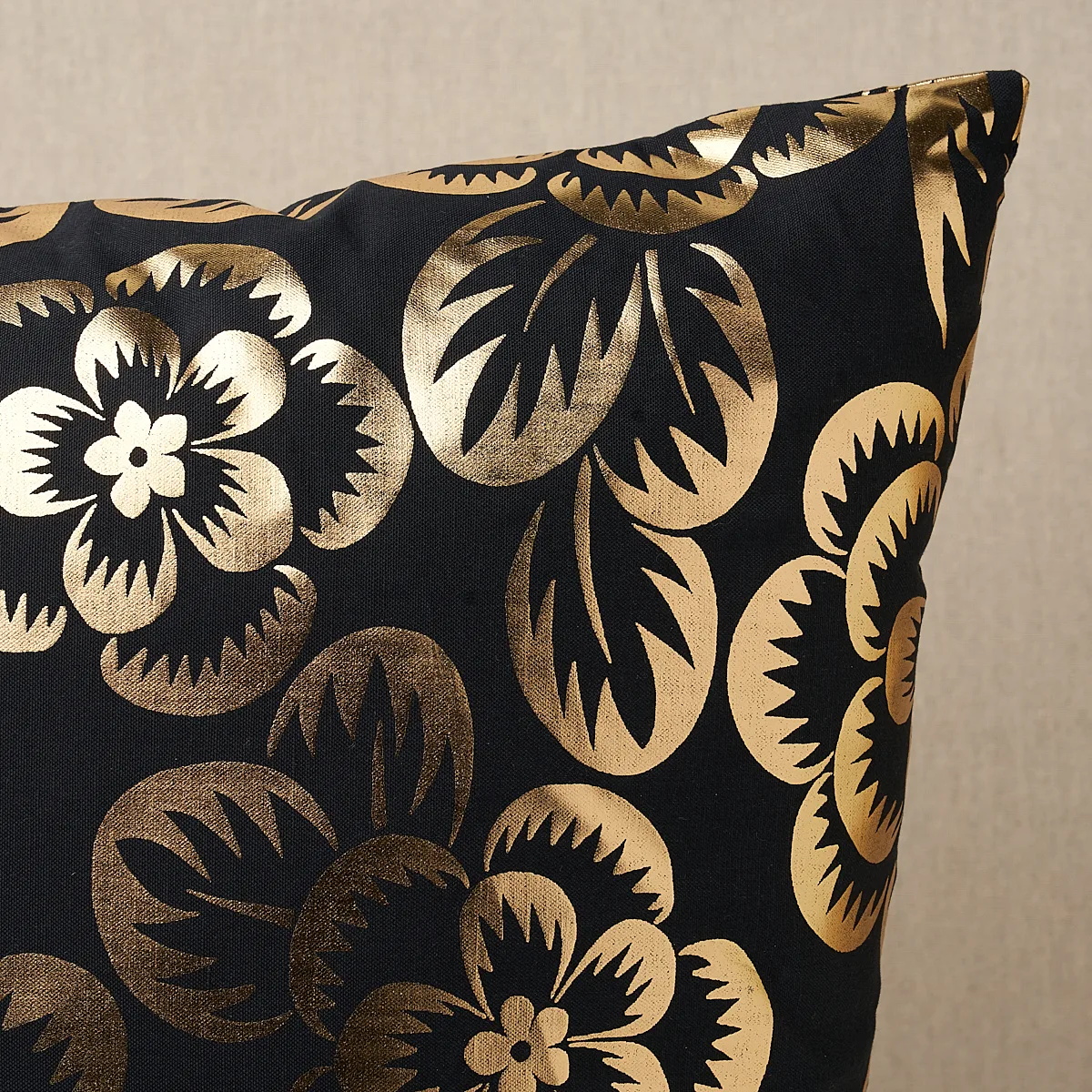 Schumacher Angelica Floral Pillow in Gold & Noir (SO18087106)