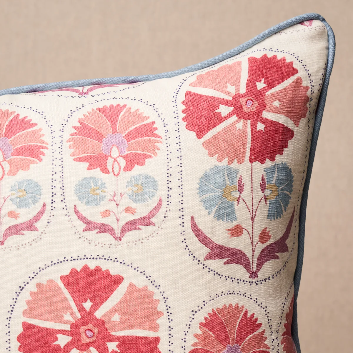 Schumacher Anjuna Floral Linen Pillow in Mulberry (SO18048005)