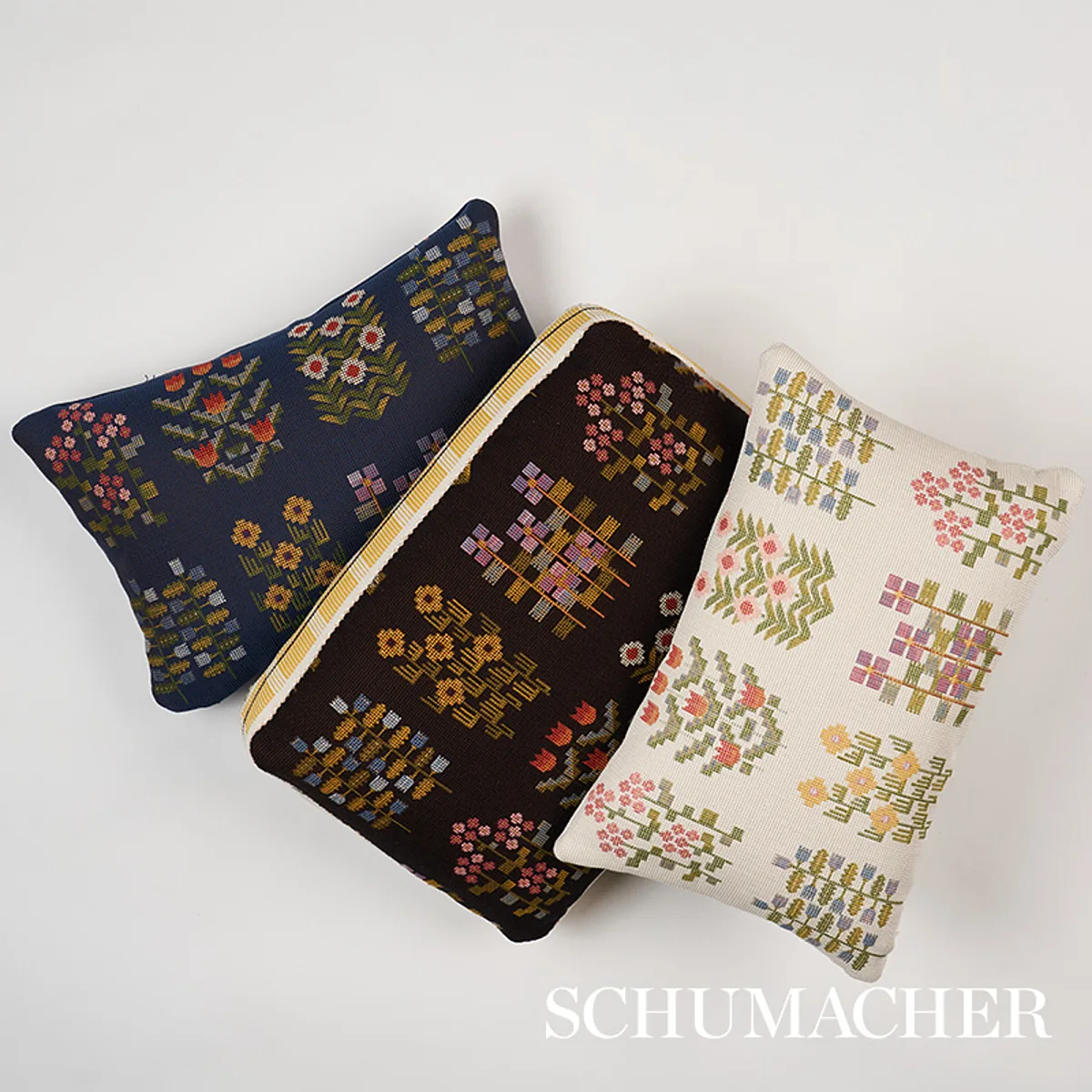 SO8197113 | Annika Floral Tapestry Pillow - Multi on Navy Schumacher Annika Floral Tapestry Pillow in Multi on Navy (SO8197113)