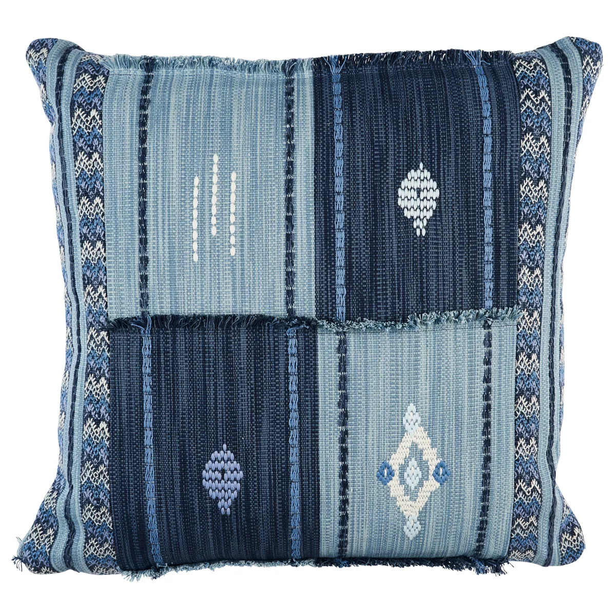 Schumacher Aravali Patchwork Pillow in Denim and Indigo (SO8209005)