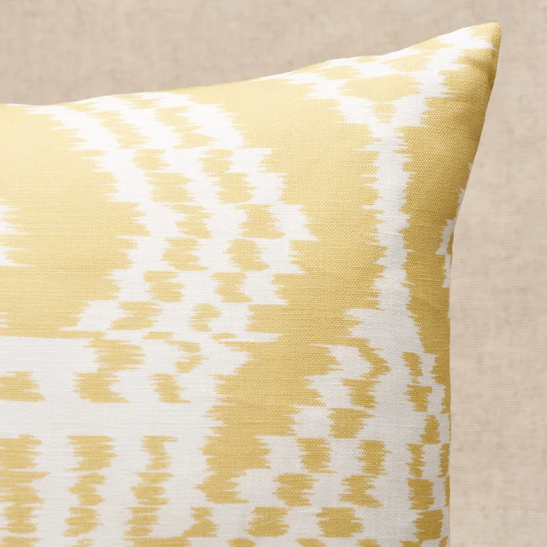 Schumacher Asaka Ikat Pillow in Buttercup (SO17609804)