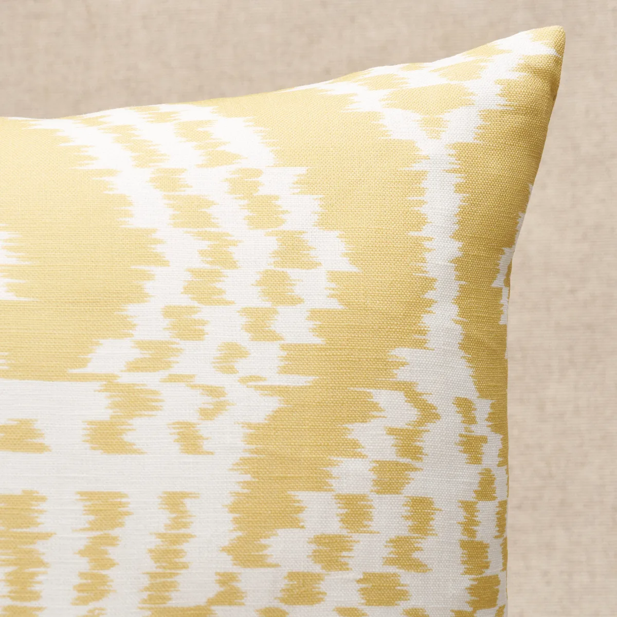 Schumacher Asaka Ikat Pillow in Buttercup (SO17609804)