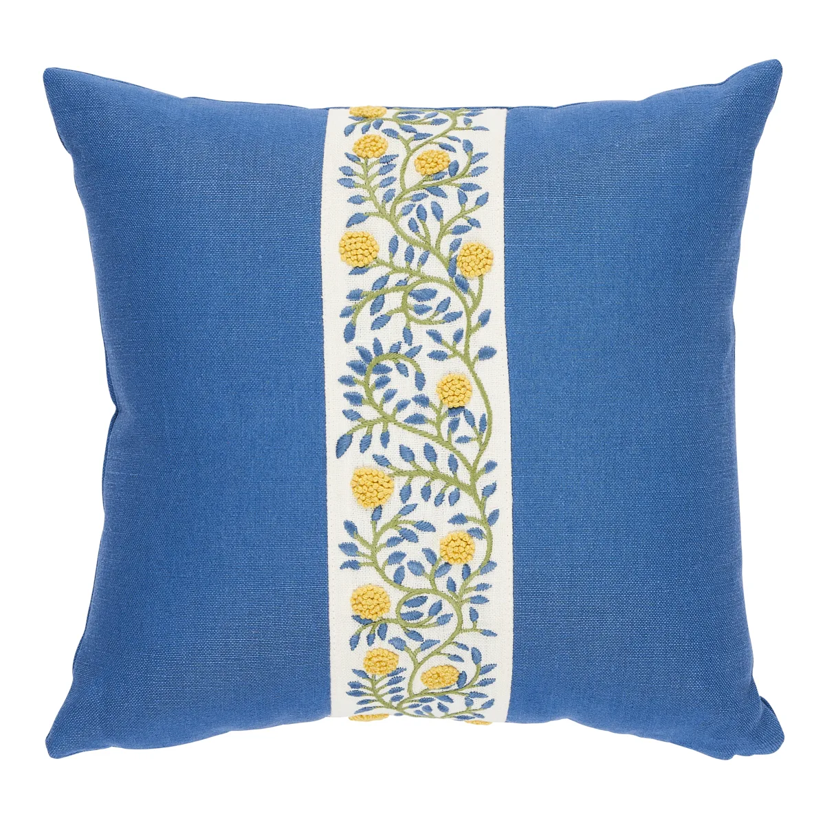 Schumacher Ashoka Pillow in Citron & Blue