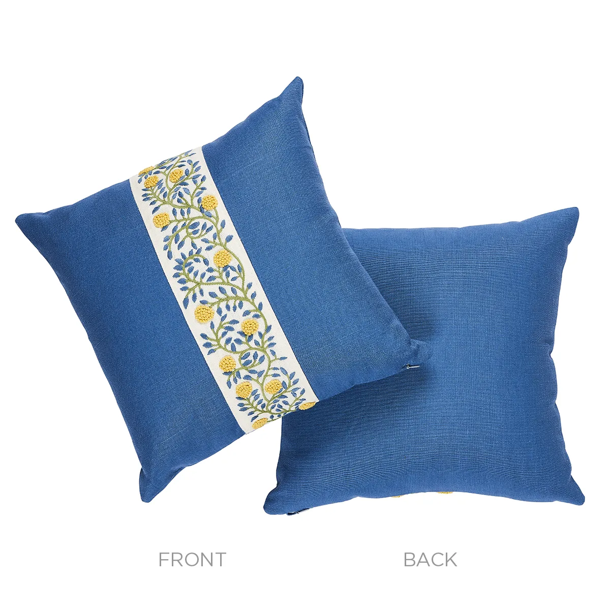Schumacher Ashoka Pillow in Citron & Blue