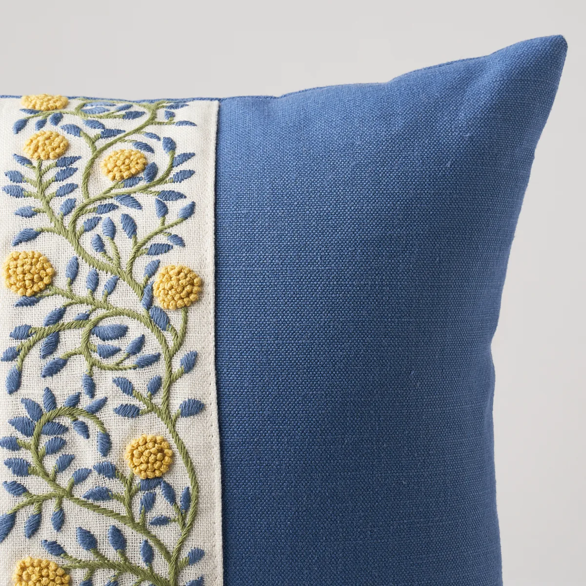 Schumacher Ashoka Pillow in Citron & Blue