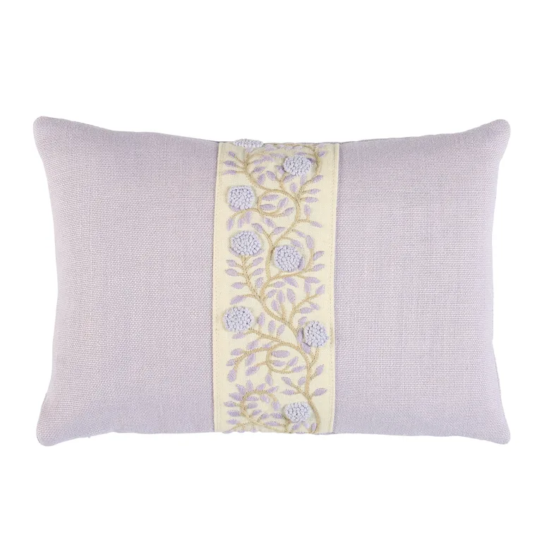 Schumacher Ashoka Pillow in Lilac & Cream