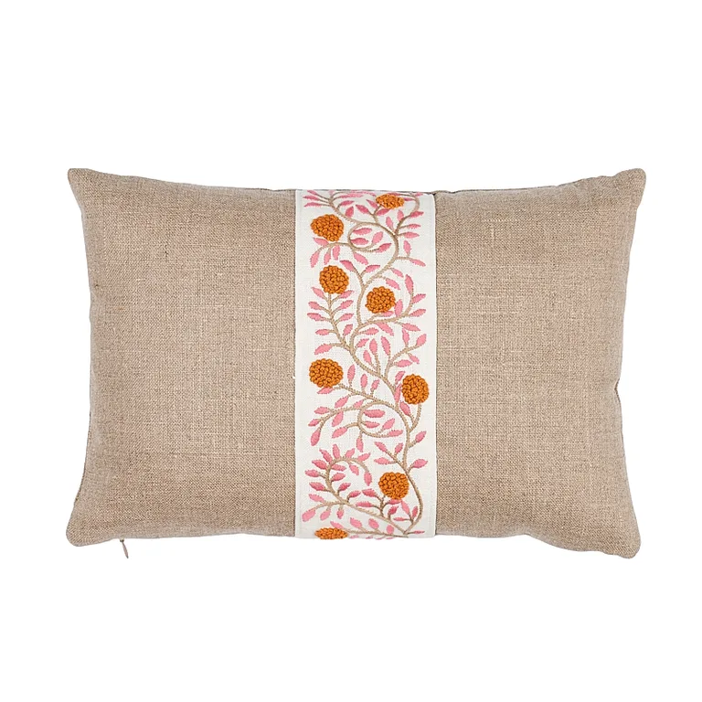Schumacher Ashoka Pillow in Orange & Pink (SO7629111)