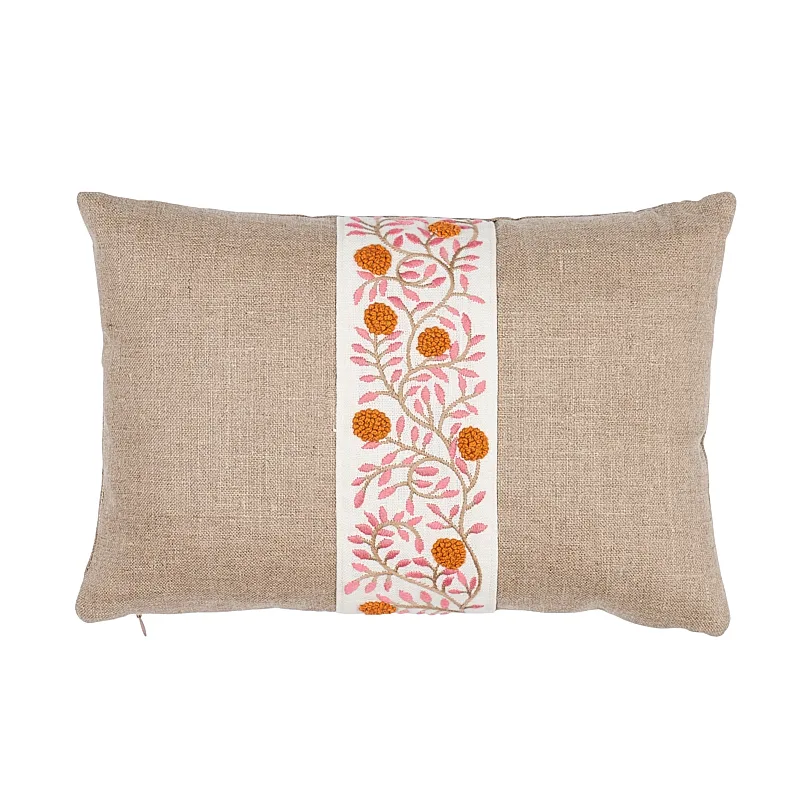 Schumacher Ashoka Pillow in Orange & Pink (SO7629111)