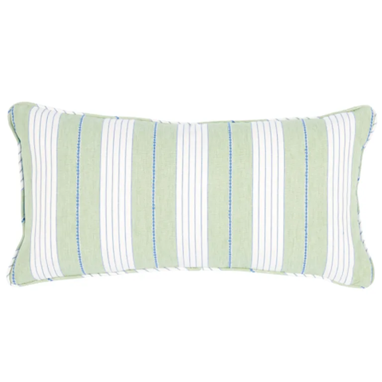 Schumacher Audrey Stripe Pillow in Green (SO7137618)
