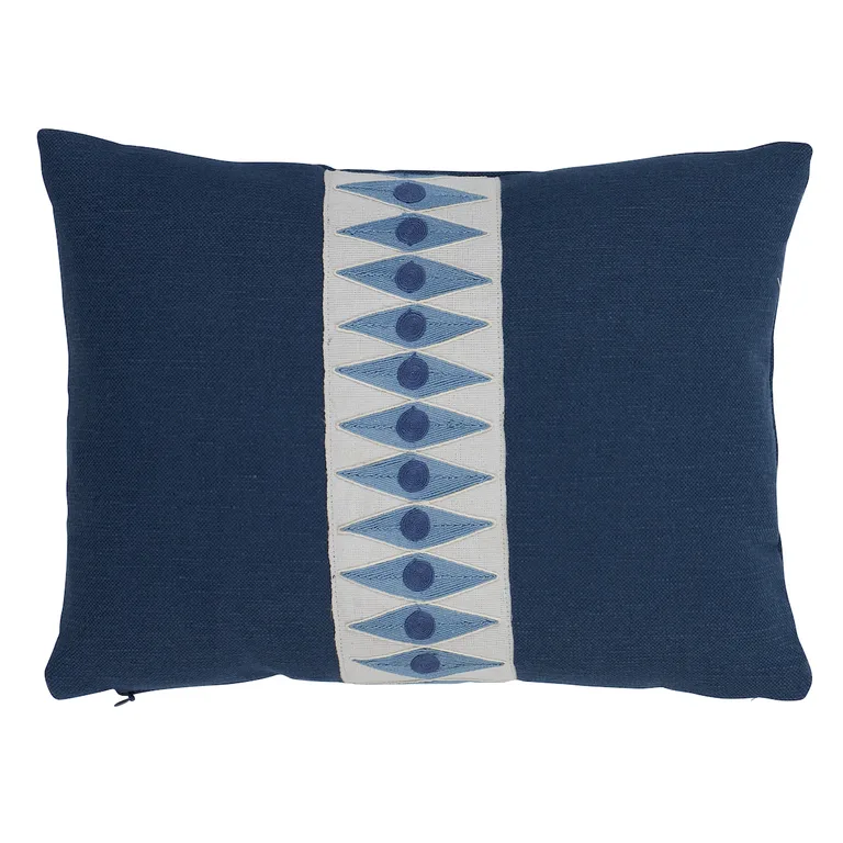 Schumacher Backgammon Tape Pillow in Marine (SO18122312)