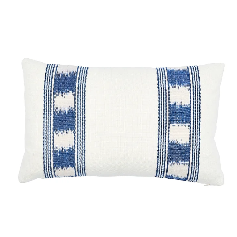 Schumacher Banyan Ikat Pillow in Blue & White (SO7930017)