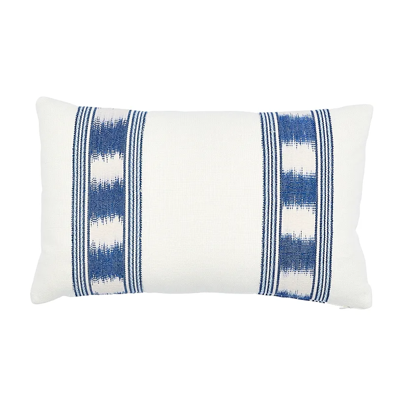 Schumacher Banyan Ikat Pillow in Blue & White (SO7930017)