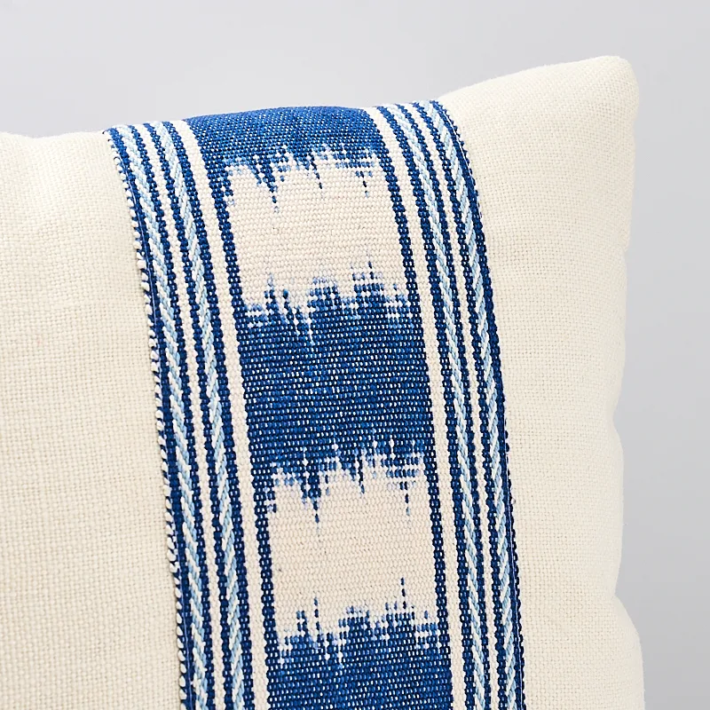 Schumacher Banyan Ikat Pillow in Blue & White (SO7930017)