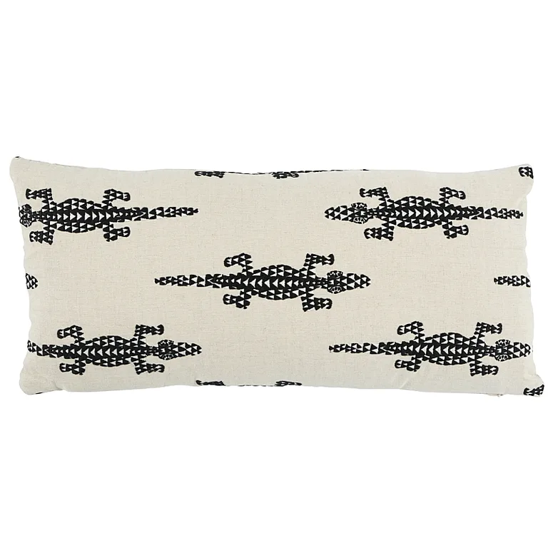 Schumacher Baracoa Embroidery Pillow in Black (SO8020018)