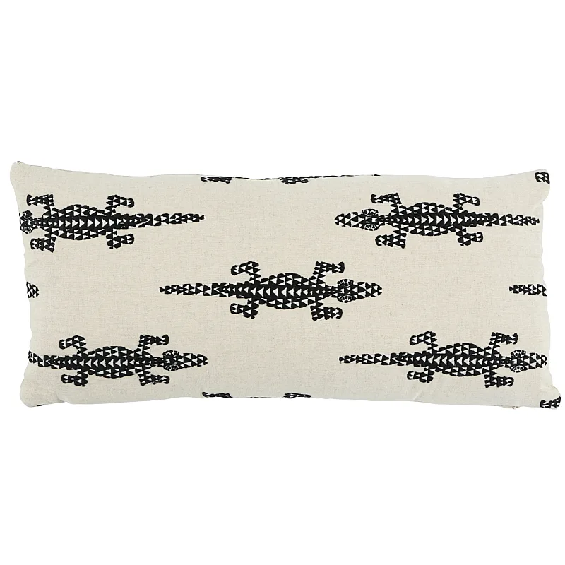 Schumacher Baracoa Embroidery Pillow in Black (SO8020018)
