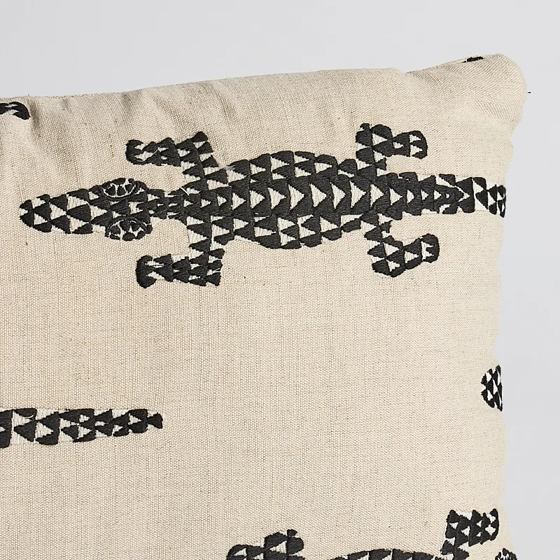 Schumacher Baracoa Embroidery Pillow in Black (SO8020018)