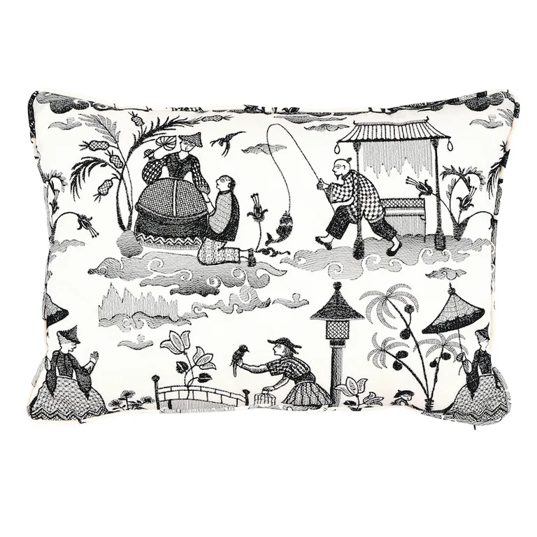 Schumacher Bassano Toile Pillow in Black (SO6660215)