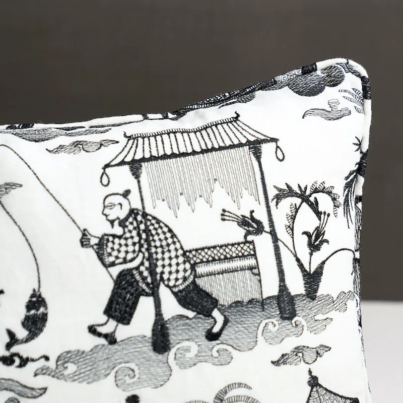 Schumacher Bassano Toile Pillow in Black (SO6660215)
