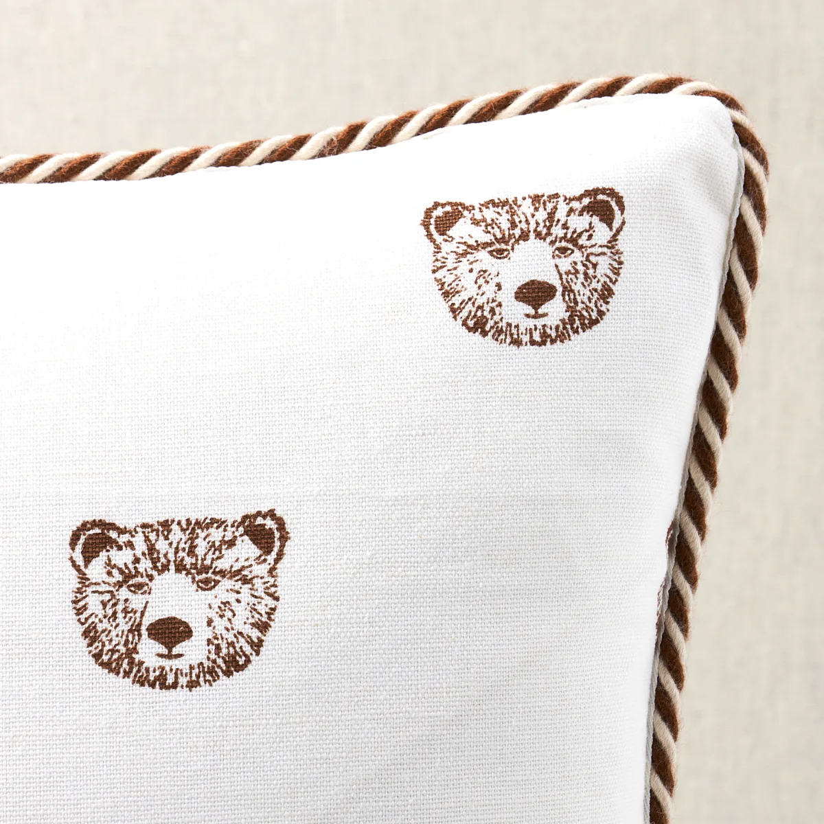 Schumacher Bear Print Pillow in Ivory (SO18047003)
