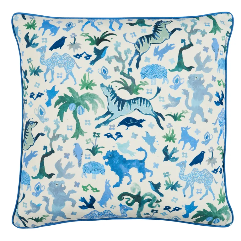 Schumacher Beasts Pillow in Blue and Green (SO18159106)